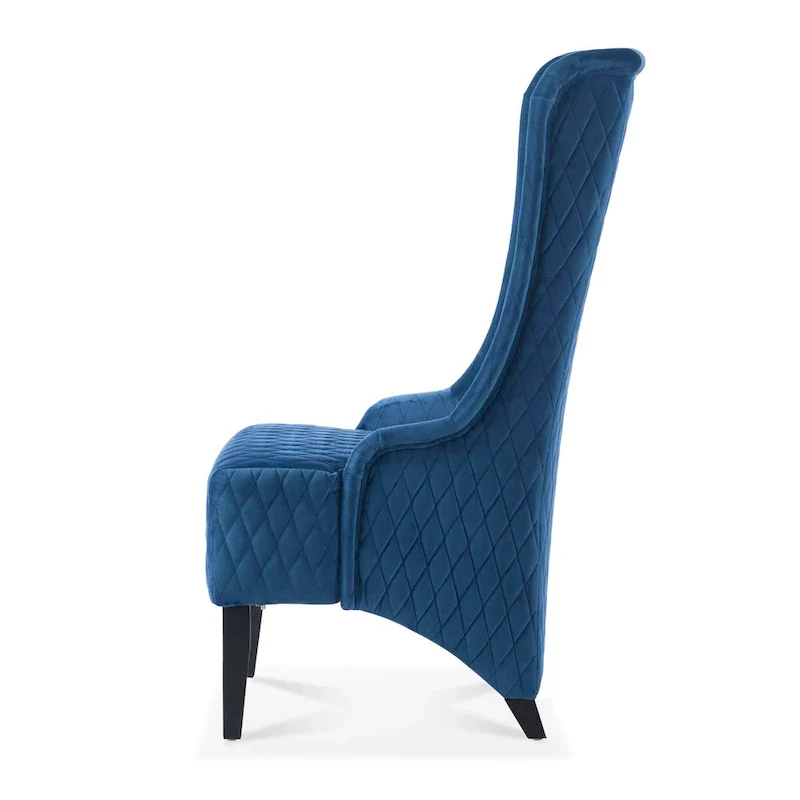 Upholstered Velvet Accent Chair with High Wingback and Wooden Legs