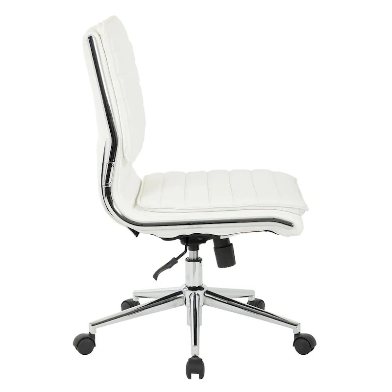 Armless Mid Back Professional Managers Faux Leather Chair with Chrome Base