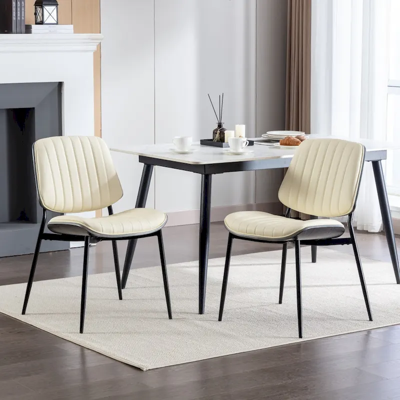 GDFStudio Mid Century Modern Armless Upholstered Dining Chairs with Metal Legs