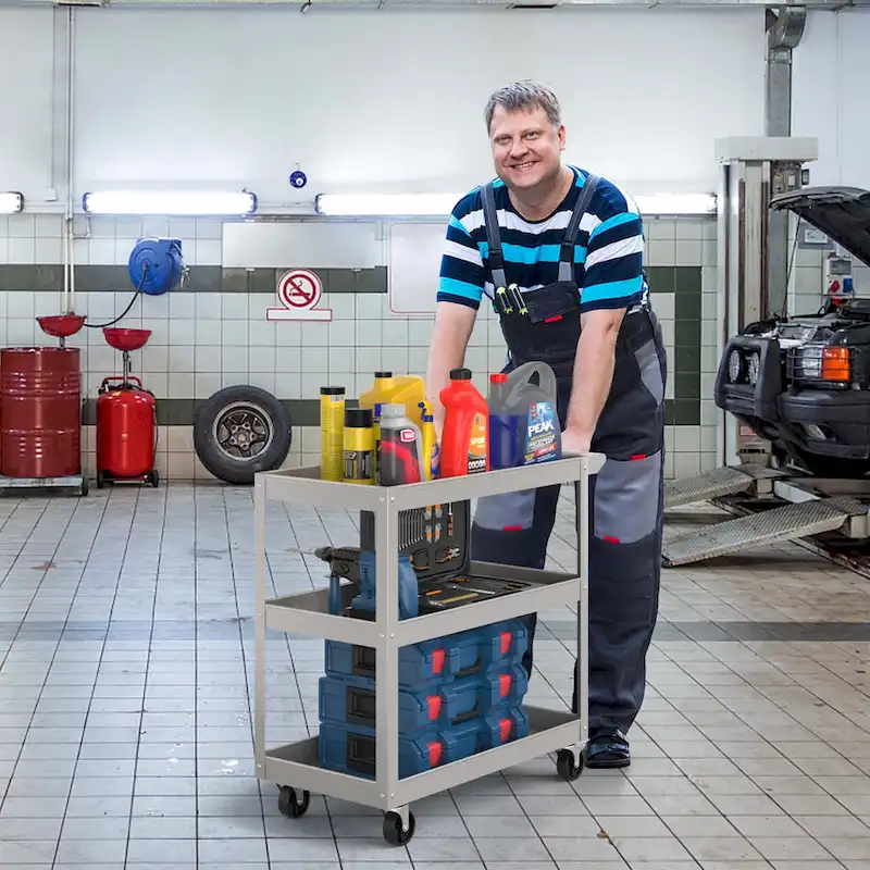 3-Tier Metal Utility Cart 400 lbs Storage Service Trolley Tool - See Details