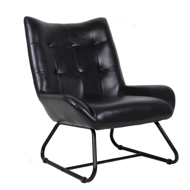 Glitzhome 35.5H Leatherette Wingback Accent Chair With Metal Legs