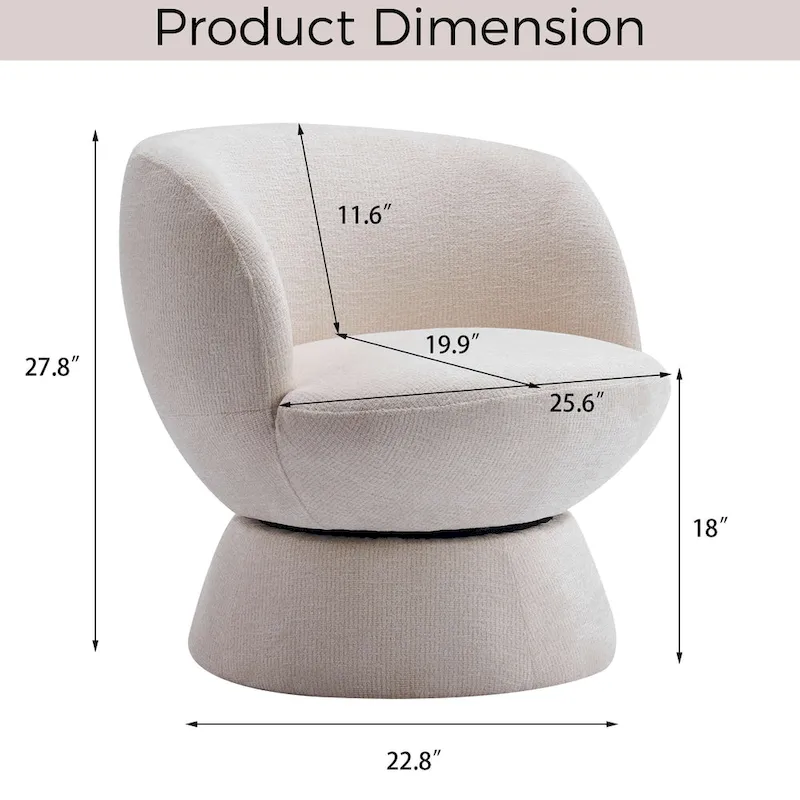 Set of1 Boucle Upholstered Modern Style Swivel Accent Chair