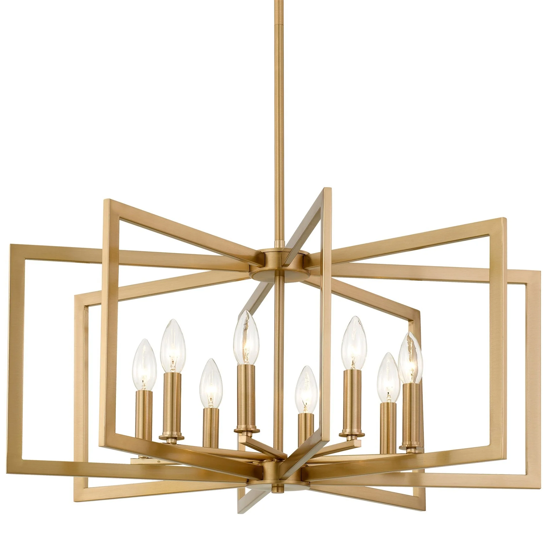 Kira Home Glam 27 8-Light Large Modern Geometric Chandelier, Cool Brass Finish