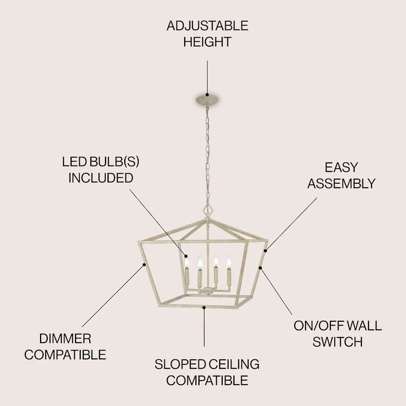 Floyd 4-Light Adjustable Iron Rustic Glam LED Pendant, by JONATHAN Y