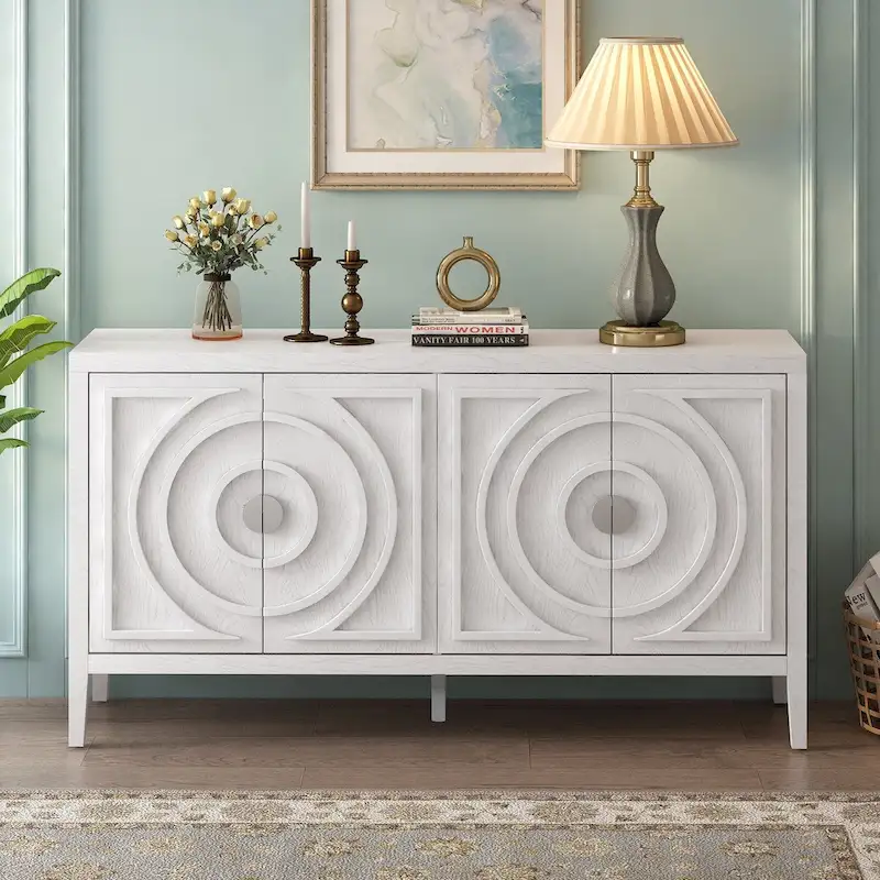 Retro Sideboard door with Circular Groove Design cabinets