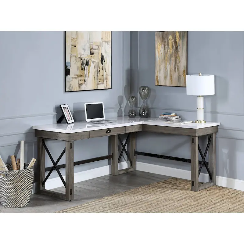 Talmar Marble Top Weathered Gray Finish Writing Desk with Lift Top