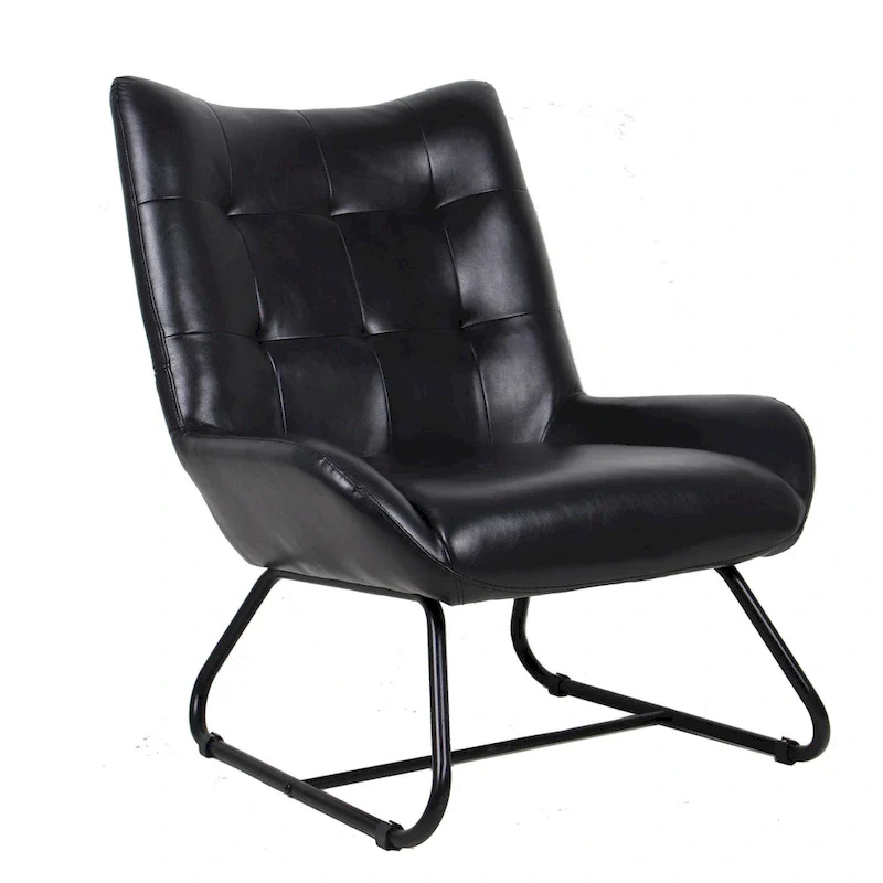 Glitzhome 35.5H Leatherette Wingback Accent Chair With Metal Legs