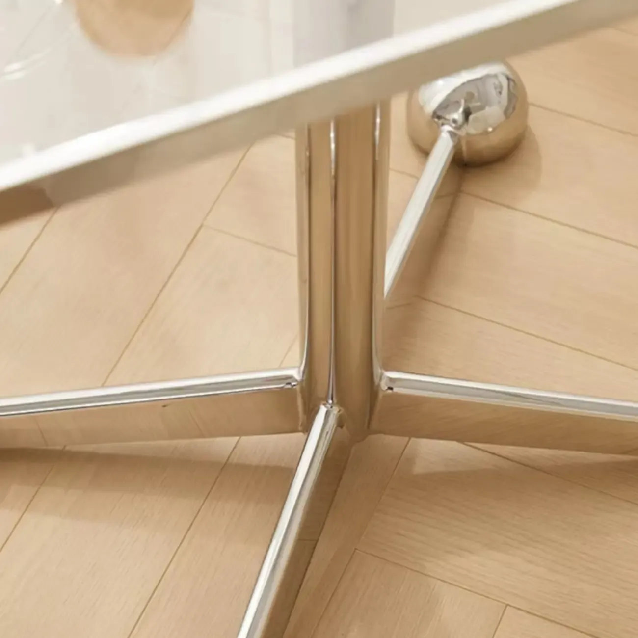 Adjustable Glass Side Table with Wheels and Metal Legs