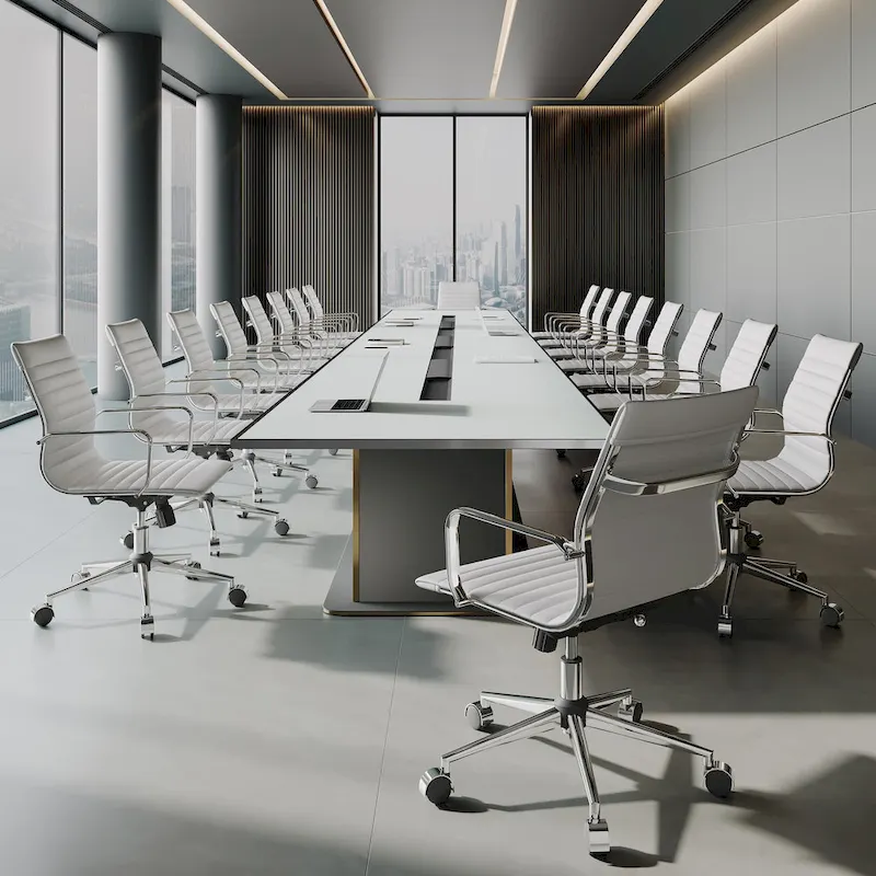 CAROCC Ribbed Computer Office Chair Swivel Lift tilt function Ergonomic Premium Leather Desk Armchair