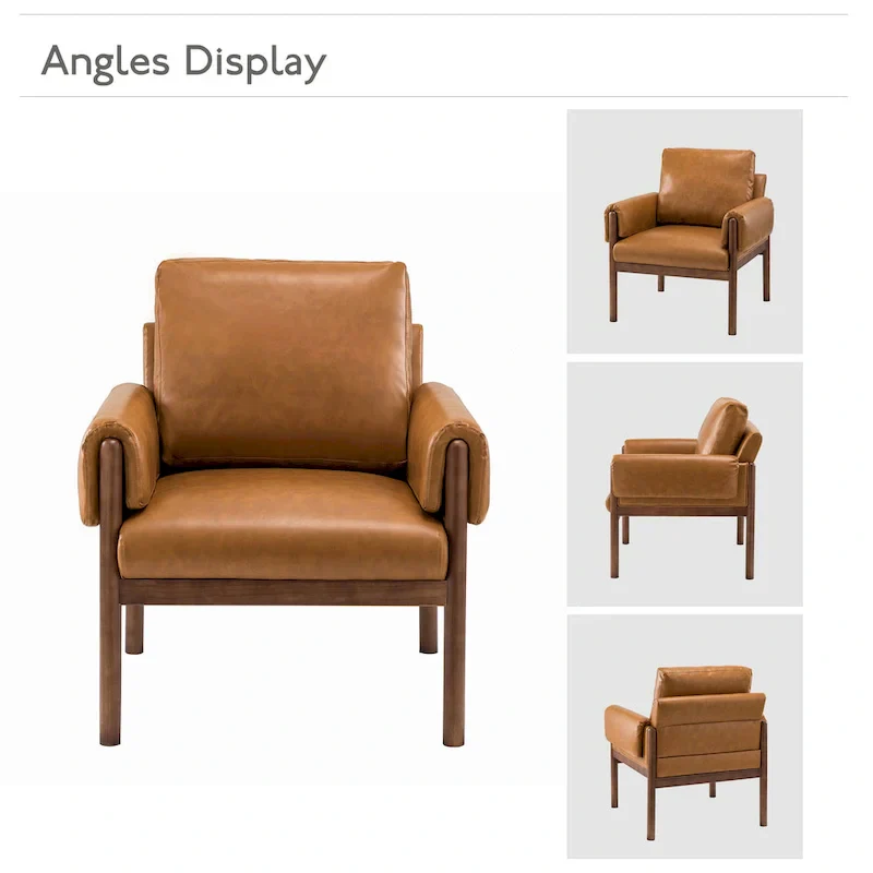 Tiago Comfy Glossy Living Room Armchair with Solid Wood Base Set of 2