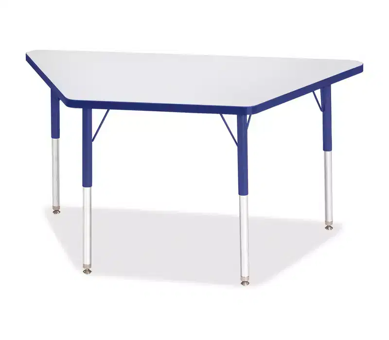Jonti-Craft Berries Adult-Size Gray Laminate Trapezoid Table (24 x 48) in Blue