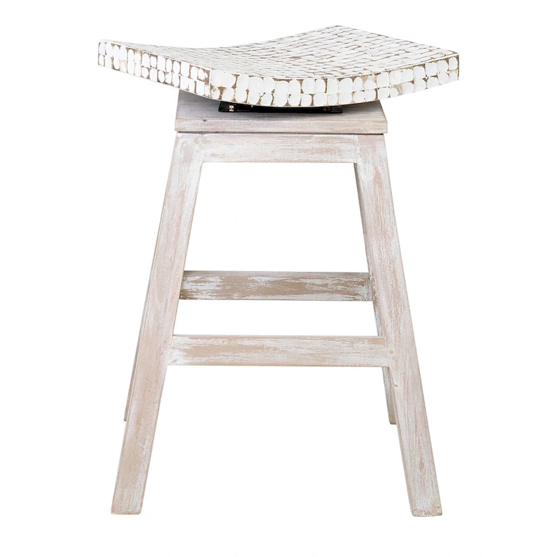 White Coconut Shell Swivel Counter Stool by East at Main