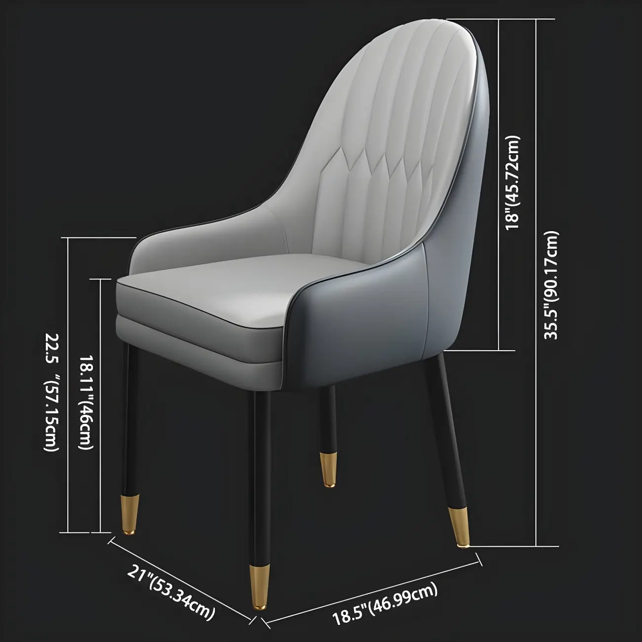 Modern Leather Upholstered Dining Chair with Arms