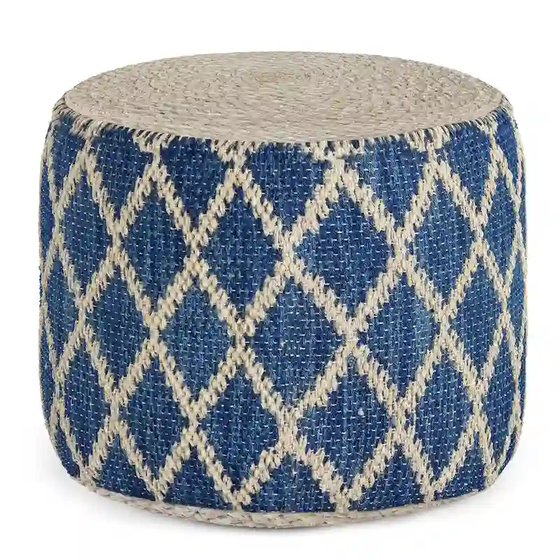 WYNDENHALL Nesbitt Boho Round Pouf, Natural Woven Braided Jute