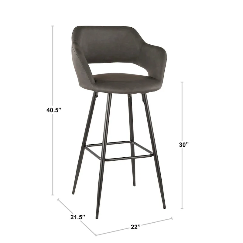 Faux Leather Bar Stools (Set of 2) - N/A