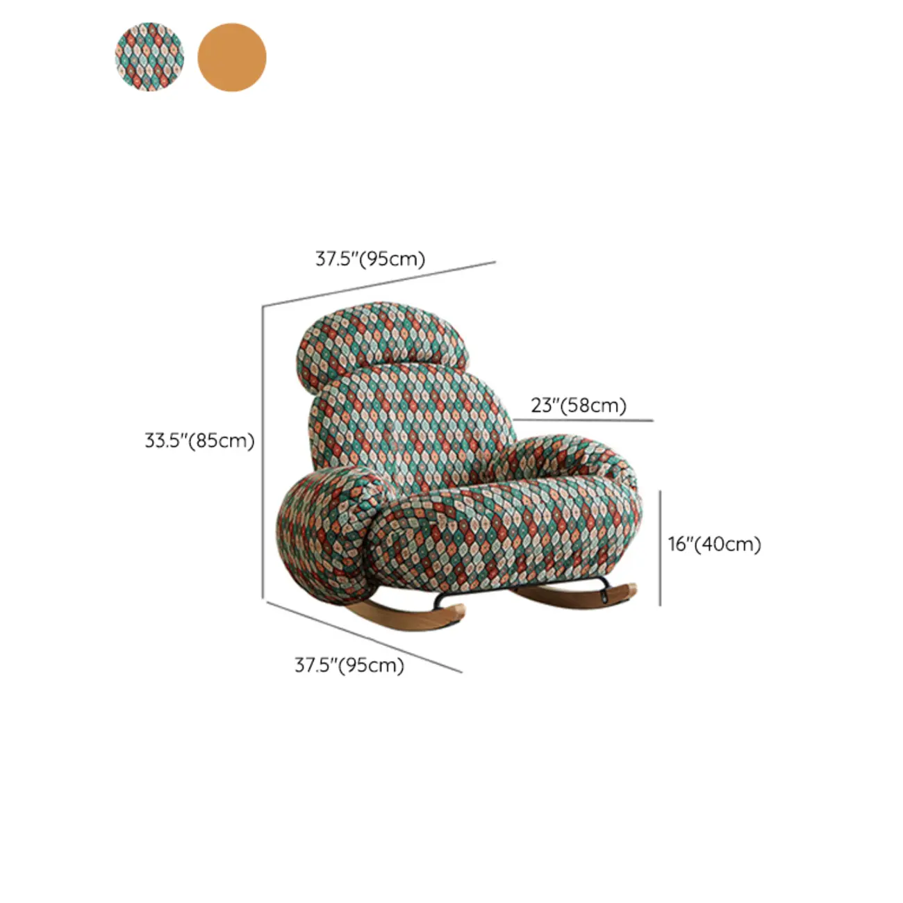 Upholstered Round Arm Rocking Chair with Optional Ottoman