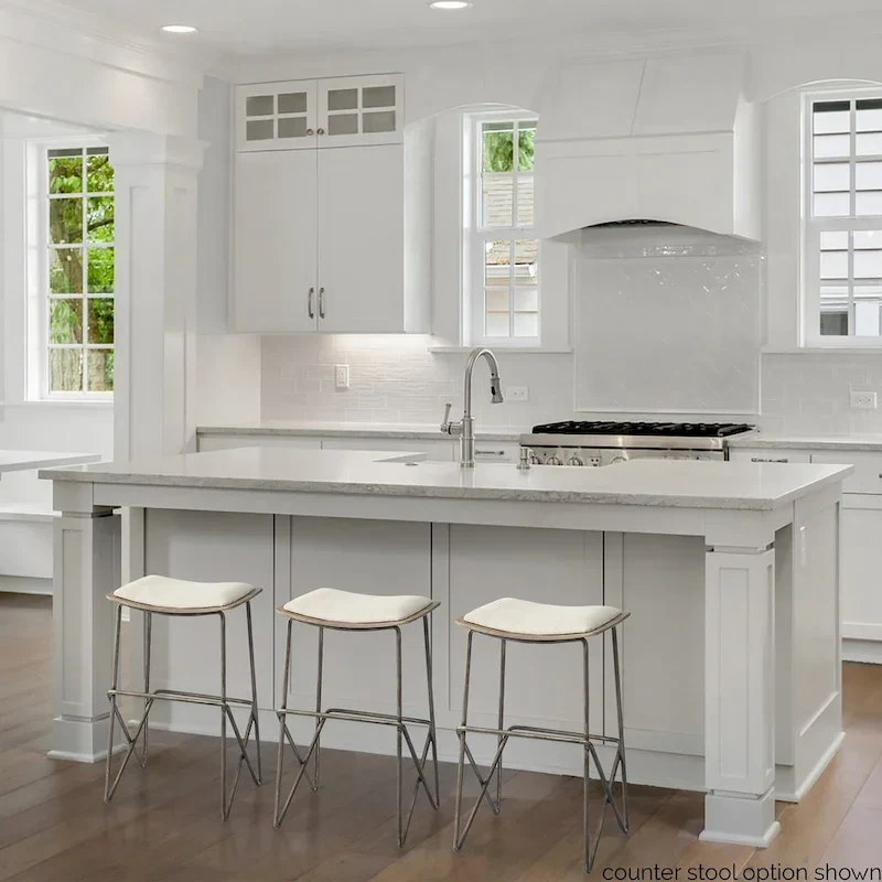 Cream Fabric Seat with Gold Metal Frame Counter Stool