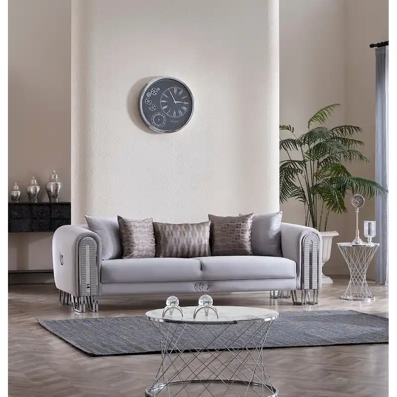 Kamelya 2-Pieces One Sofa One Loveseat Living Room Set, Metal Leg, Pillow Back