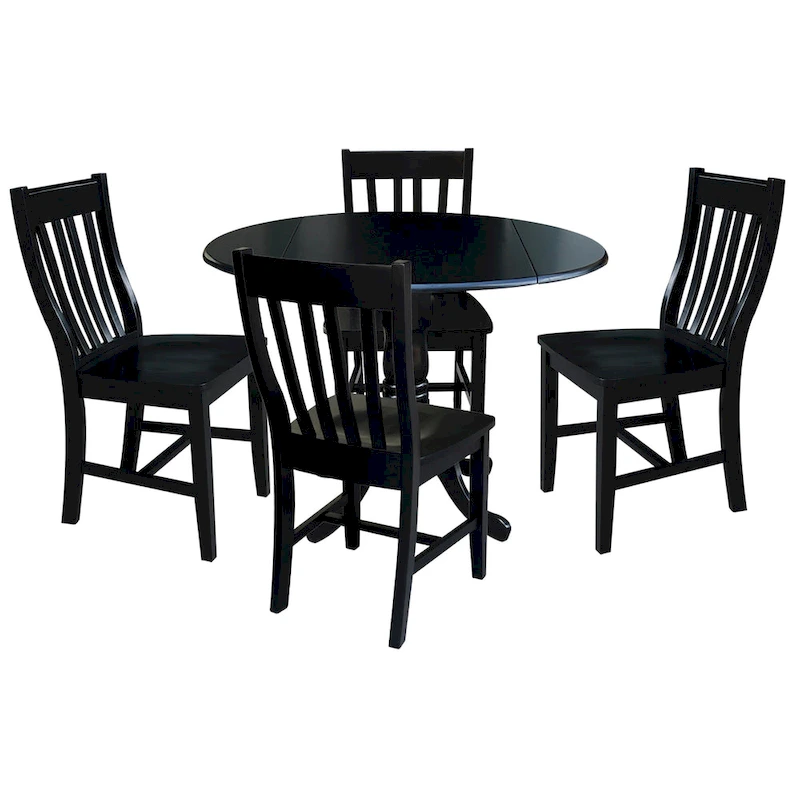 Dining Essentials Black Table and Schoolhouse Chair 5-piece Dining Set