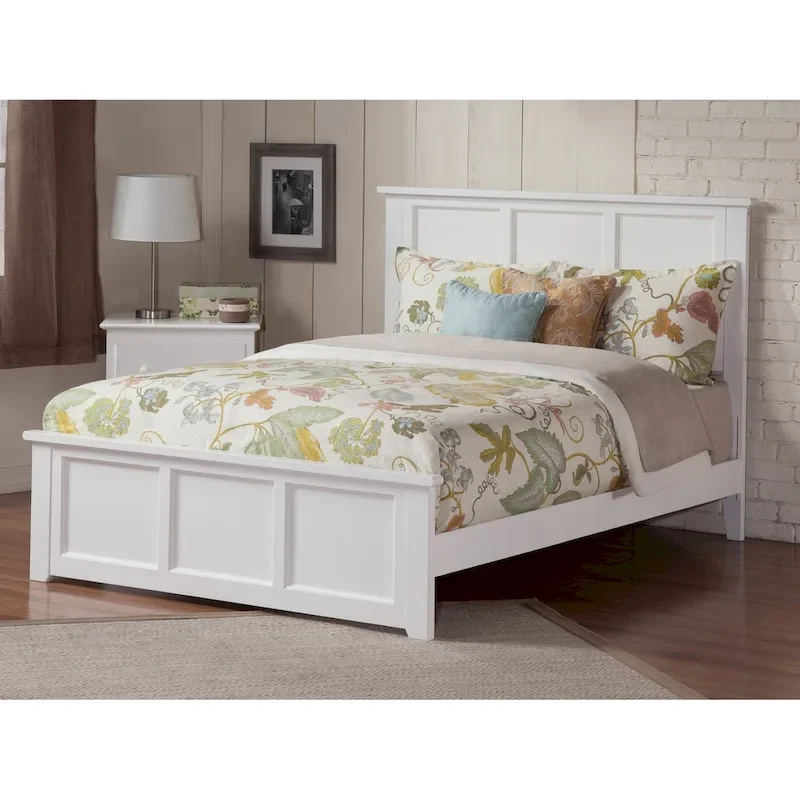 Madison Queen Foundation Bed Frame with Matching Footboard in White