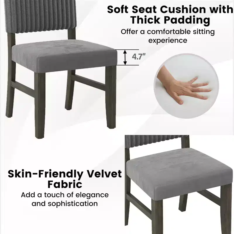 Dining Chair 4 Mid-Century Modern Velvet Fabric Upholstered Chairs
