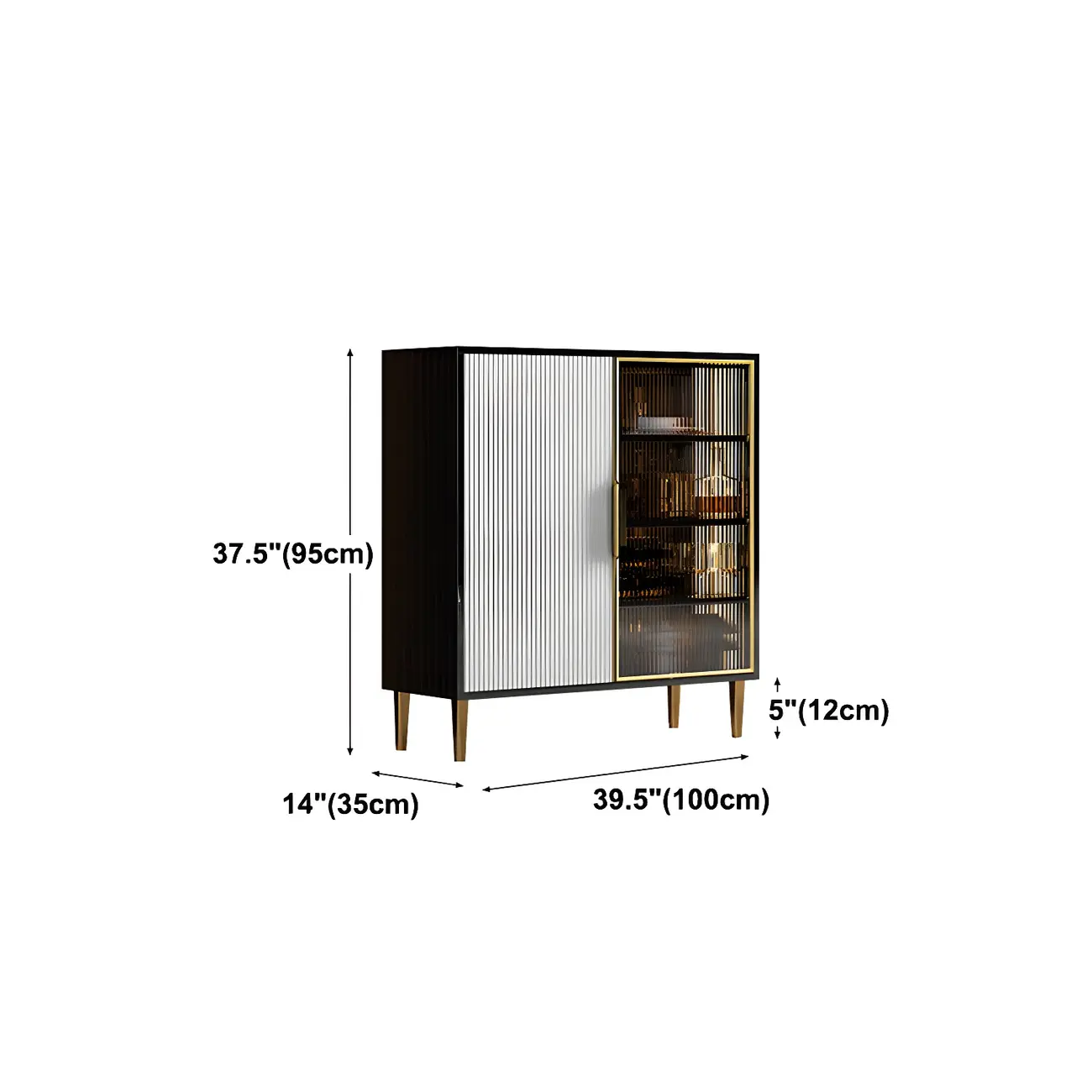 Glam High Gloss Wooden Buffet Sideboard with Cabinets