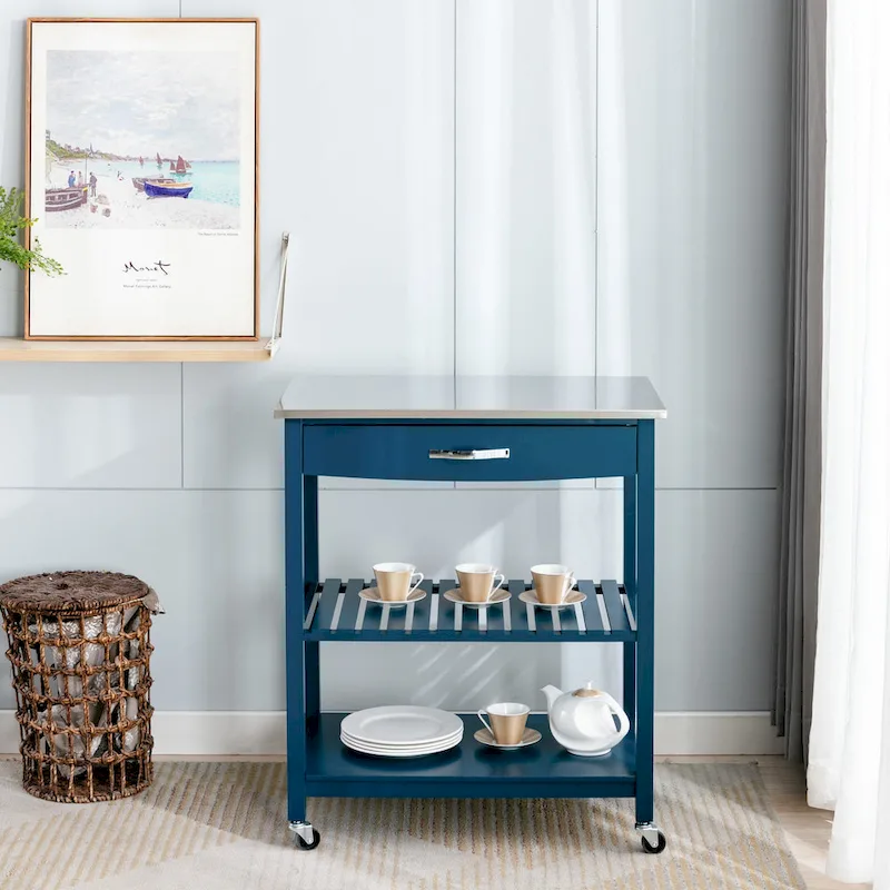 Holland Kitchen Cart With Stainless Steel Top