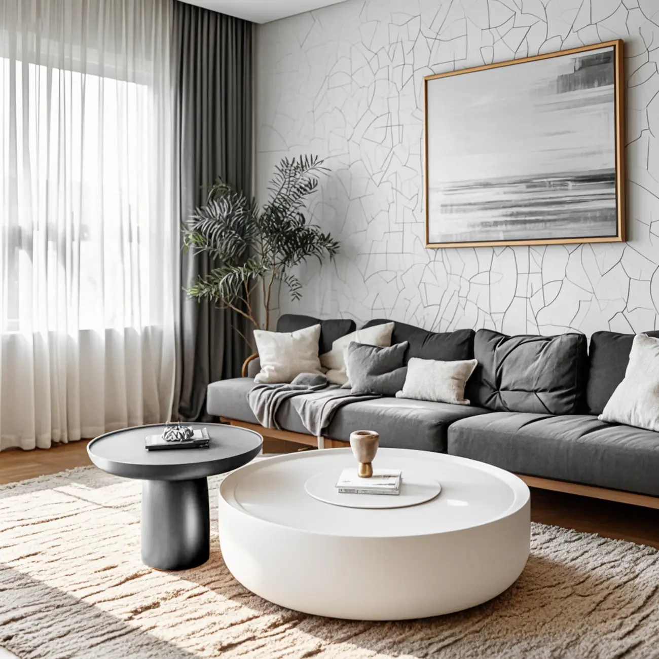 White Tray Top Stylish Round Wood Drawer Coffee Table