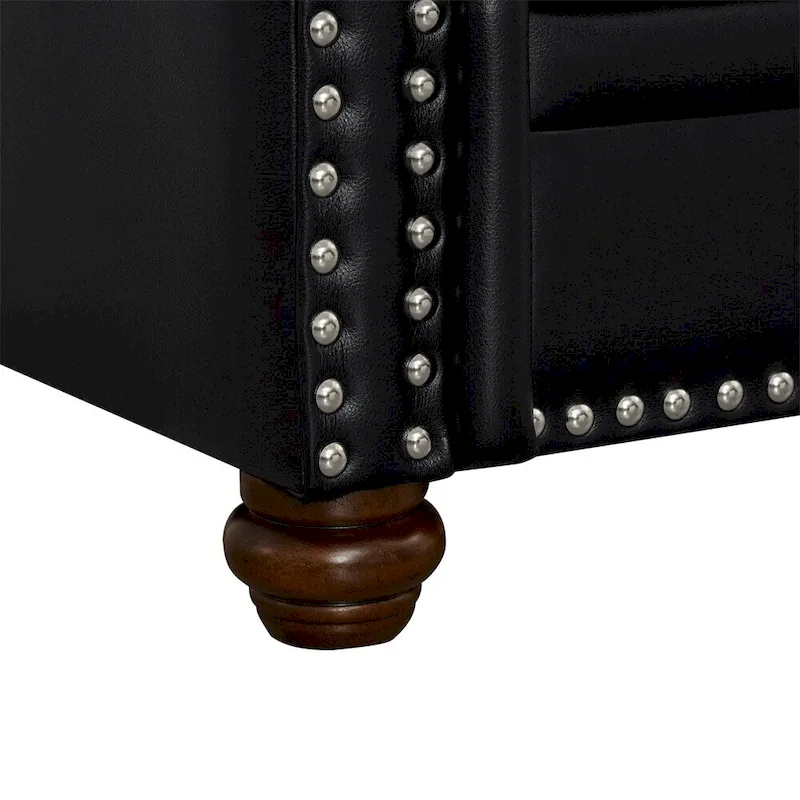 Classic Living Room Nails Sofa,Faux Leather