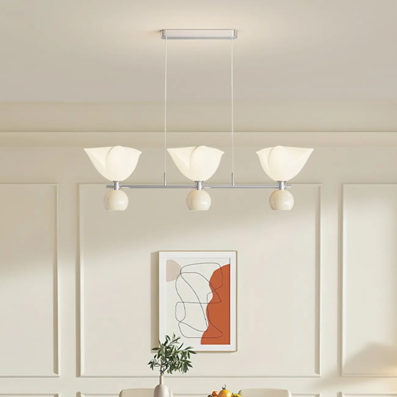 3-Light Modern Chrome Plastic Island Pendant Light