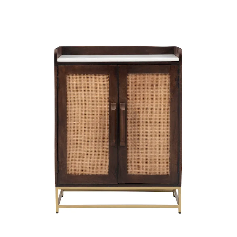 Spence Wooden Bar Cabinet with Marble Top
