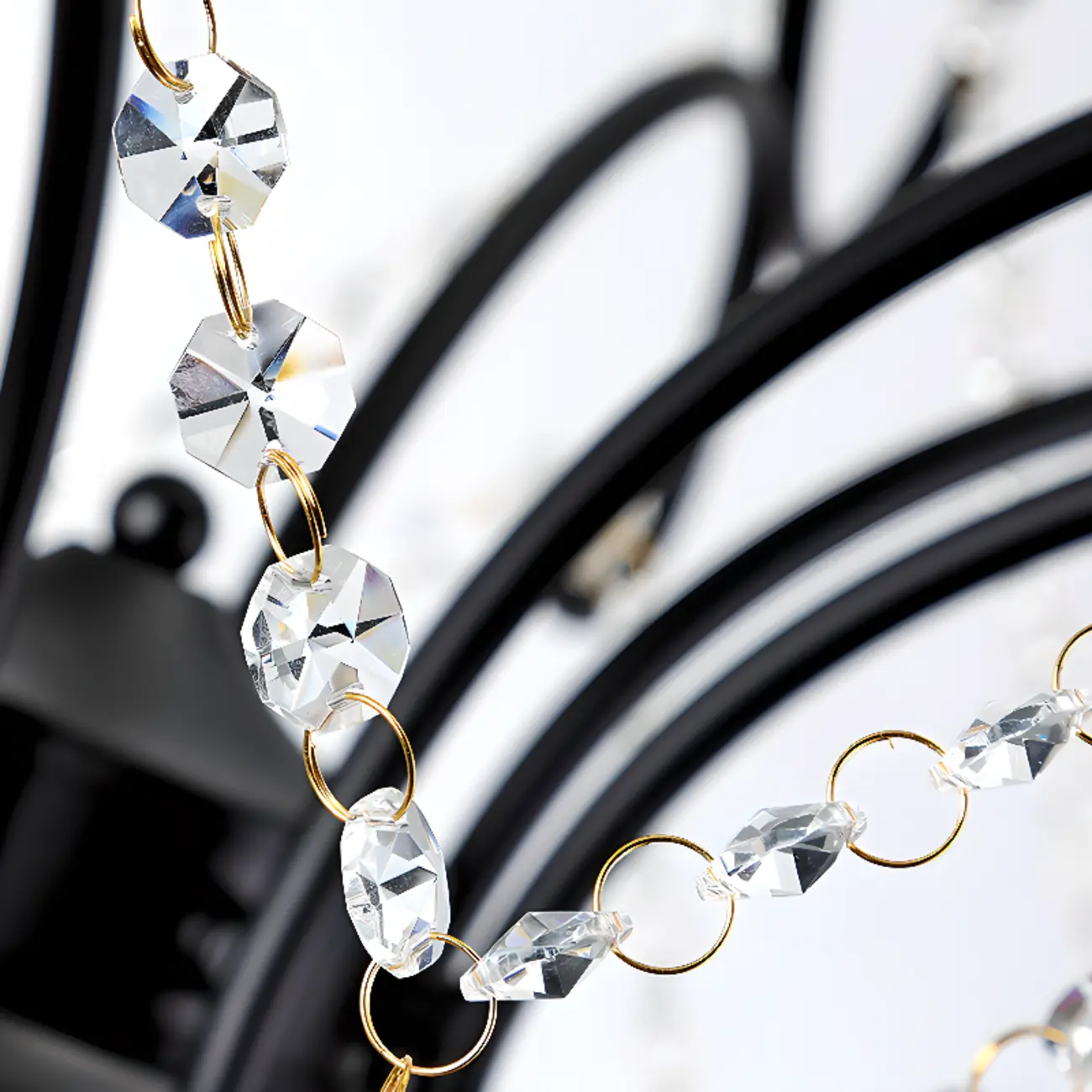 Elegant Gold Curved Crystal Candelabra Chandelier