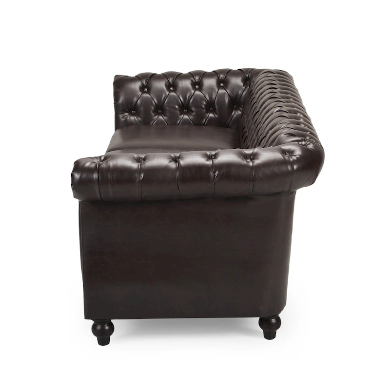 Parksley Tufted Chesterfield Faux Leather Sofa by Christopher Knight Home