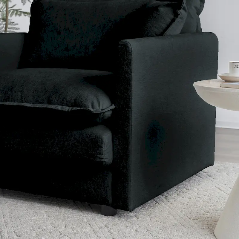 Black 4-Piece Chenille Modular Sectional Sofa with Loveseat & Ottomans