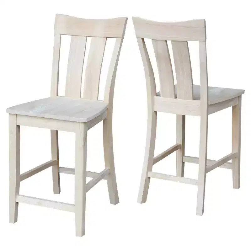 24" Ava Counter Height Barstool Unfinished - International Concepts: Solid Wood, Square Seat