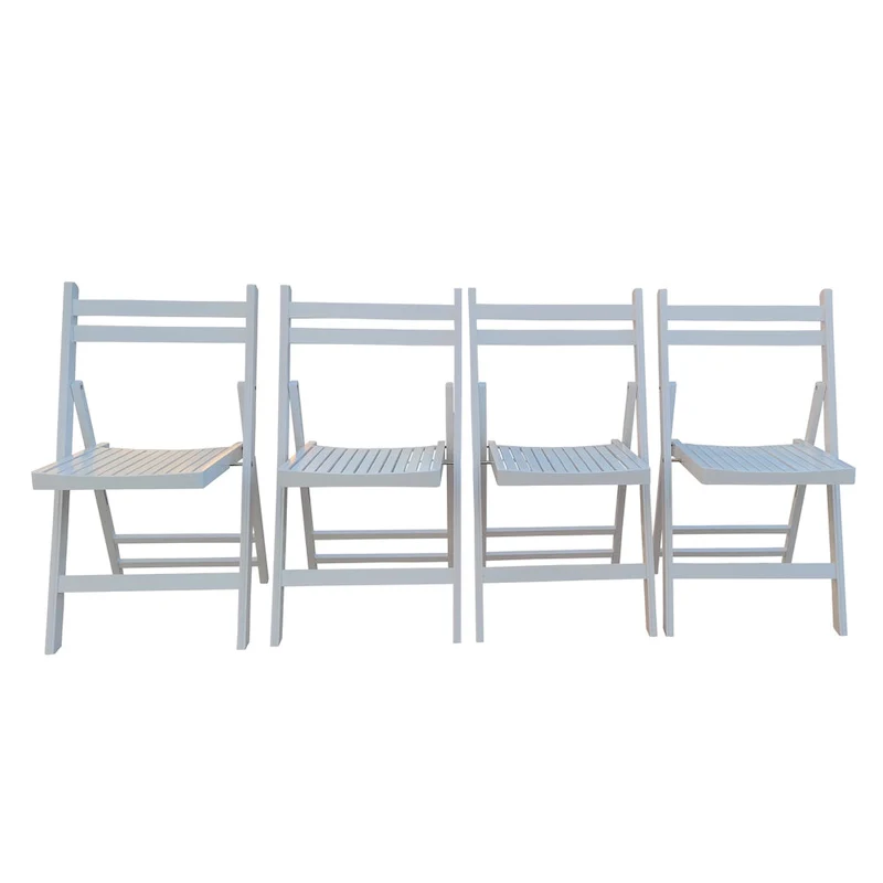 White Wood Folding Chair Set of 4