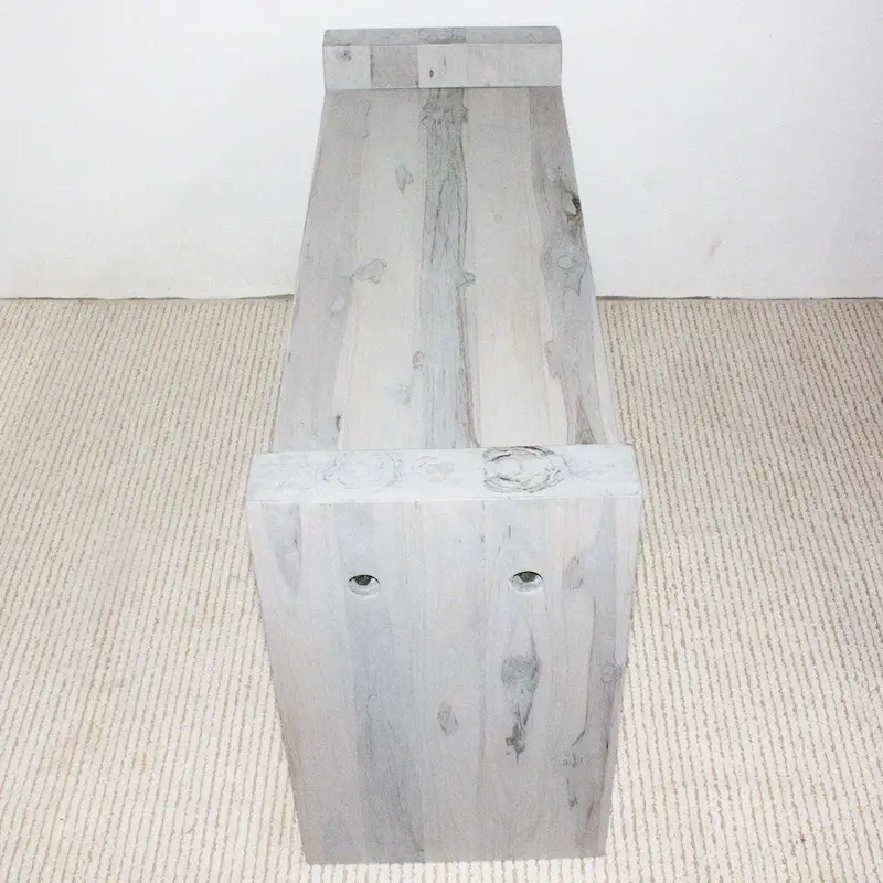 Haussmann? Teak Block Bench 36 x 12.5 x 20.5 inch High KD Grey Oil - 36 x 12.5 x 20.5