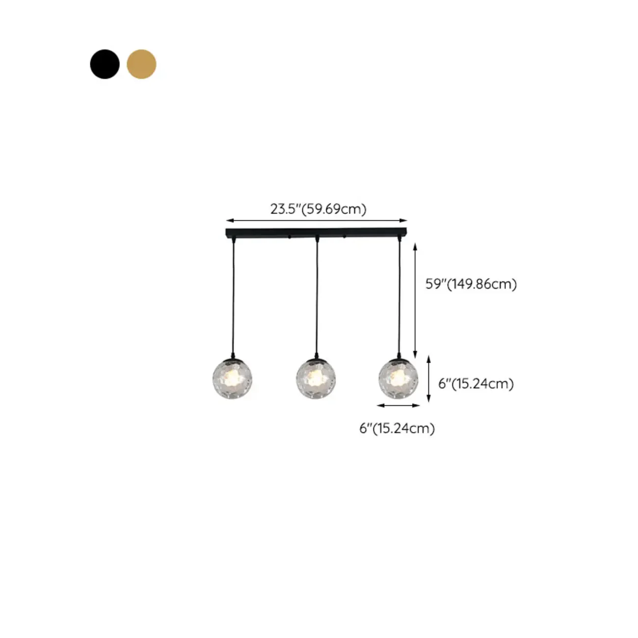 3 Lights Modern Glass Globe Island Pendant Light