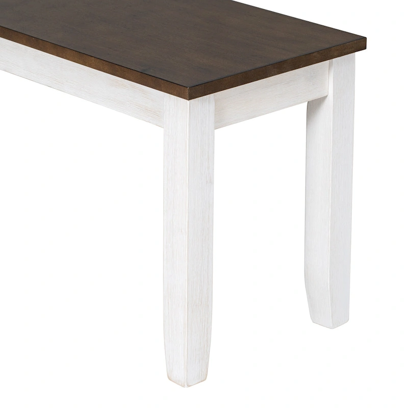 Rustic Style 6-Piece Dining Room Table Set with 4 Upholstered Chairs & a Bench