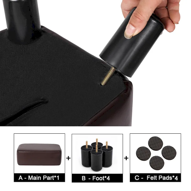 Small Rectangle Footstool PU Leather Ottoman Footrest Modern