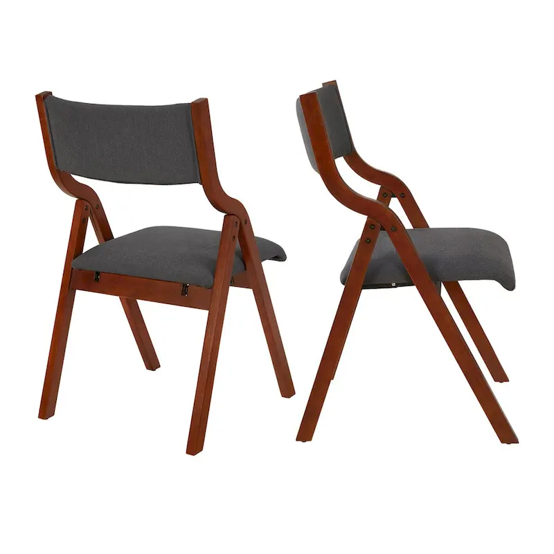 2-Piece Upholstered Folding Dining Chair, Space Saving Wood Chairs