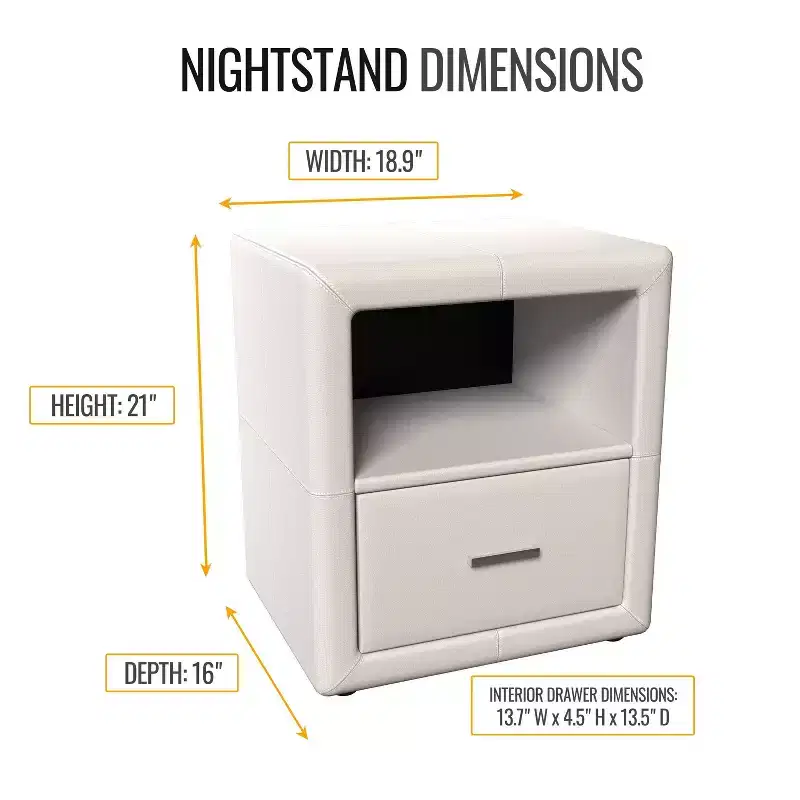 Reunion Faux Leather Upholstered Nightstand - Eco Dream