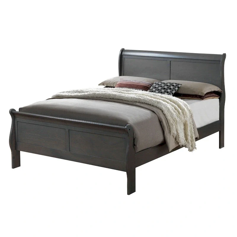 Furniture of America Mayday Contemporary Grey Solid Wood Sleigh Bed