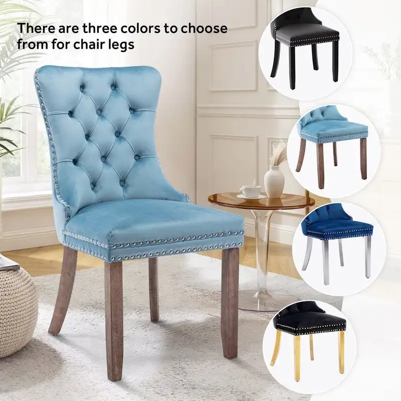 Solid Wood Velvet Upholstered Dining Chair Set of 4