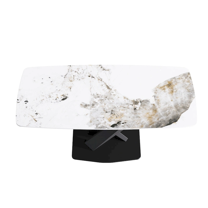 71  Modern Artificial Marble Dining Table with Carbon Steel Base