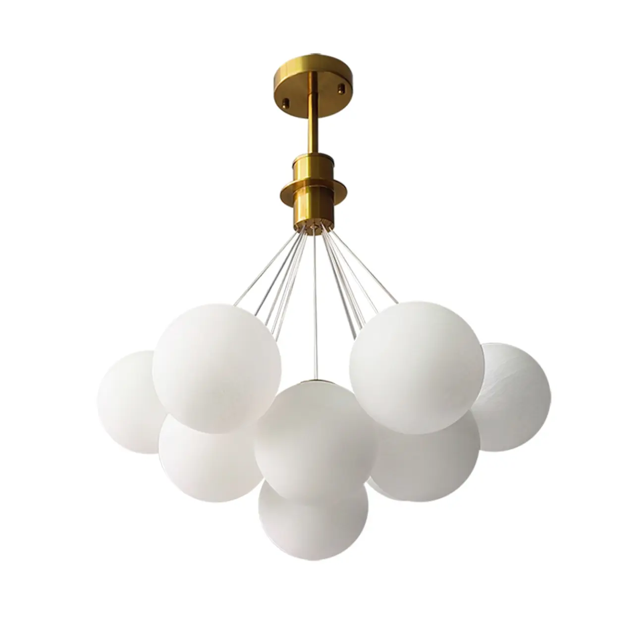 White Matte Glass Shade Multi Globe Light Chandelier