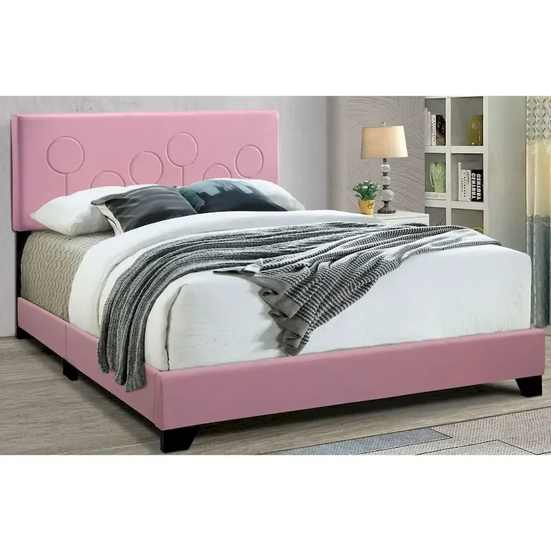 All-in-One Upholstered Pink Bed