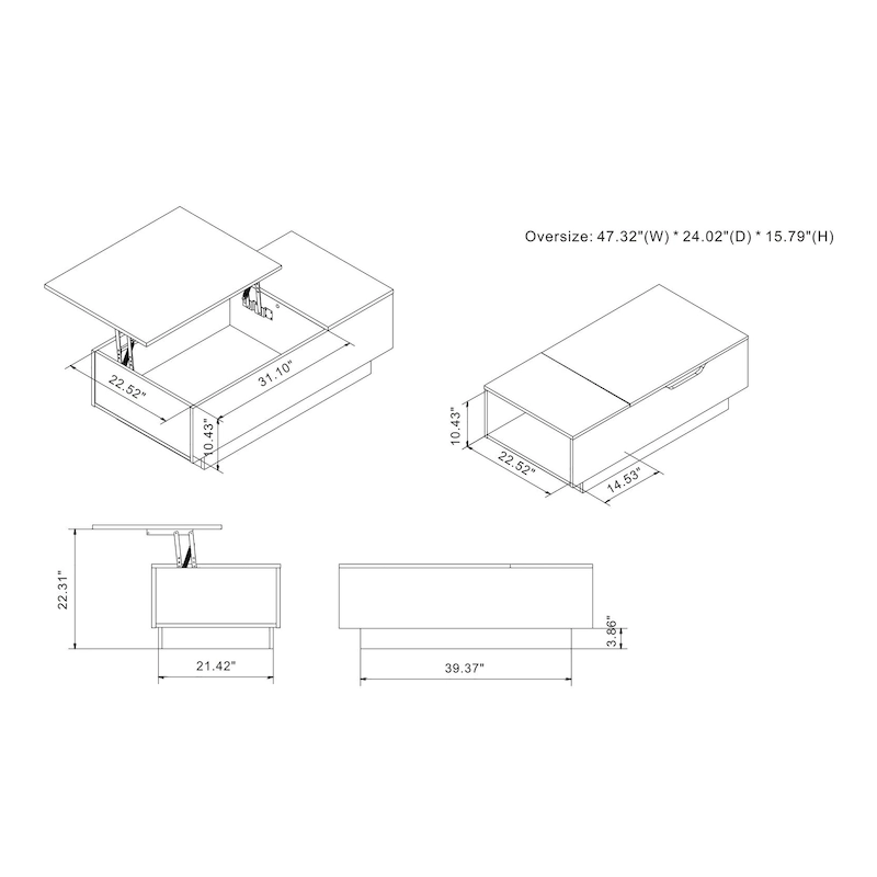 Uver Rustic 47-inch 1-Shelf Lift-top Coffee Table by Furniture of America