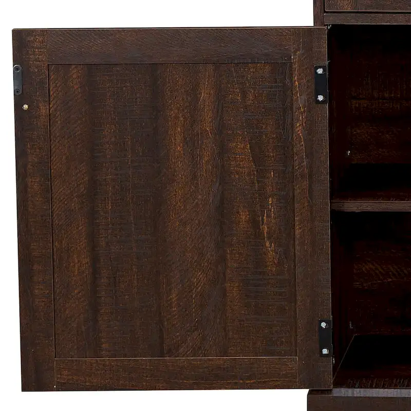 Classic Farmhouse Style Wooden Sideboard with Removable Wine Racks