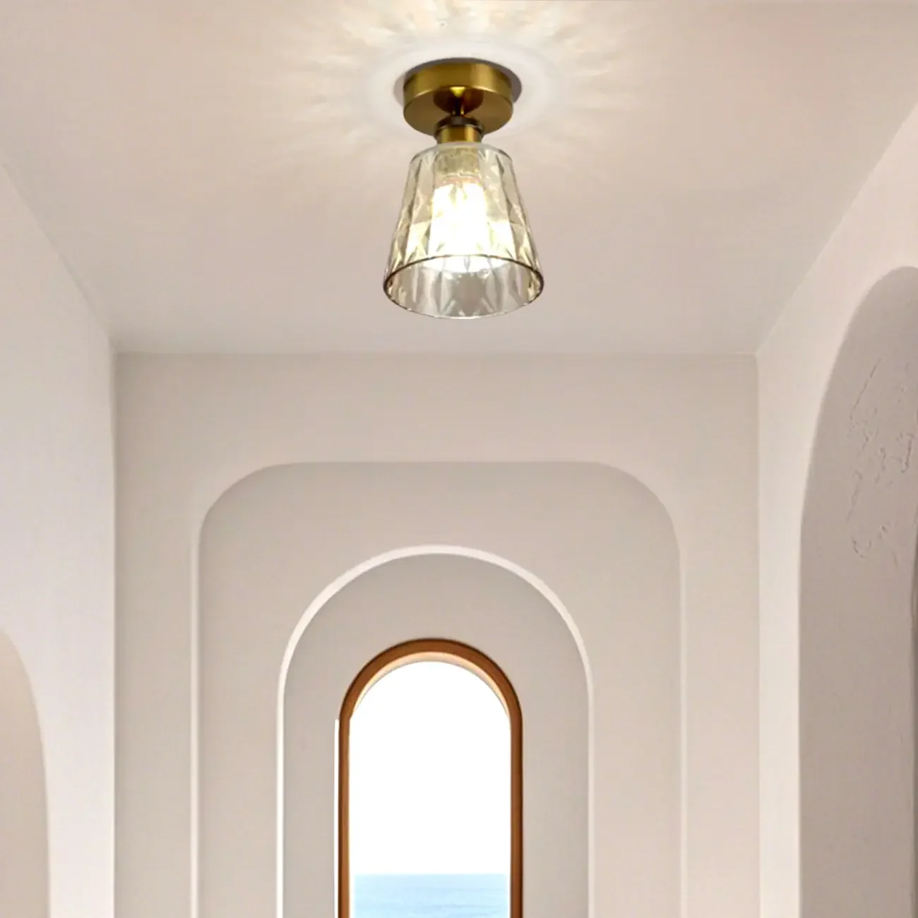 Black Conical Clear Glass Modern Semi Flush Ceiling Light